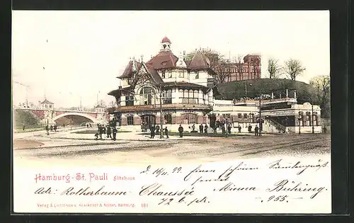 AK Hamburg-St. Pauli, Gasthaus Fährhaus an einen sonnigen Tag