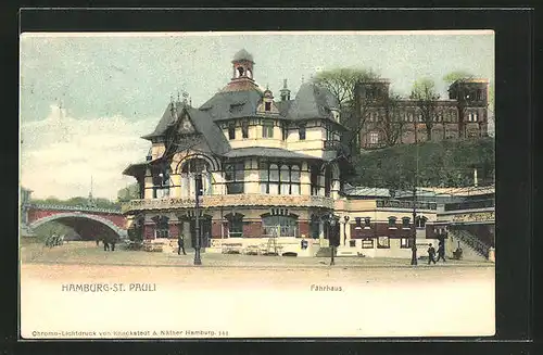 AK Hamburg-St. Pauli, Gasthaus Fährhaus mit Gasthaus Löwen-Bräu