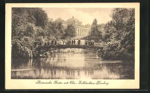 AK Hamburg-St. Pauli, Botanischer Garten mit Ober-Zolldirektion