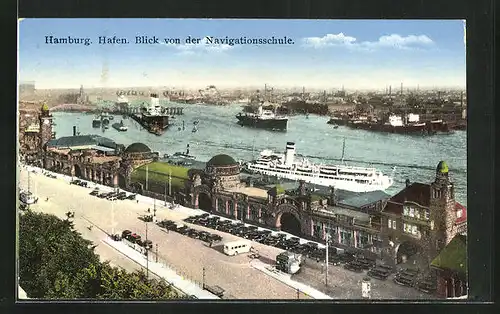 AK Hamburg-St. Pauli, Hafen, Blick von der Navigationsschule, Dampfer