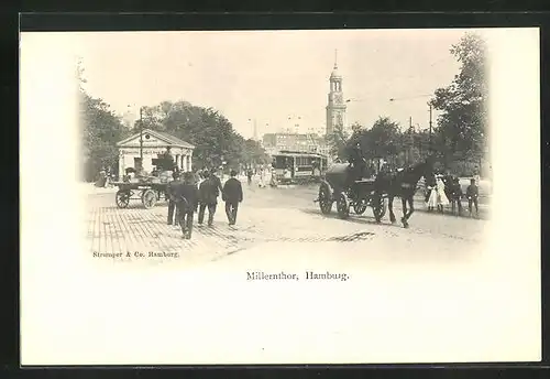 AK Hamburg-St. Pauli, Strassenbahn beim Millerntor