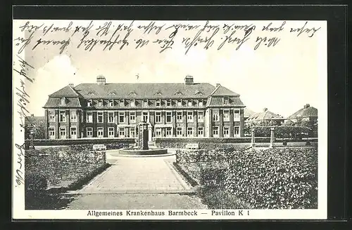 AK Hamburg-Barmbek, Allgemeines Krankenhaus, Pavillon und Brunnen