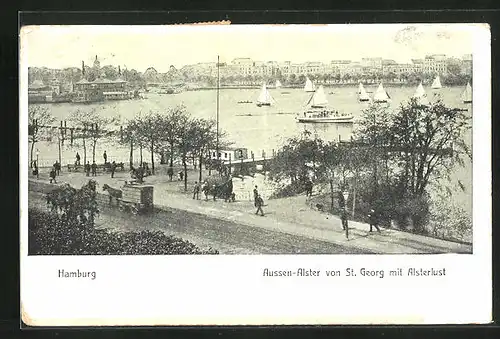 AK Hamburg-St.Georg, Aussen-Alster von St. Georg mit Alsterlust und Booten