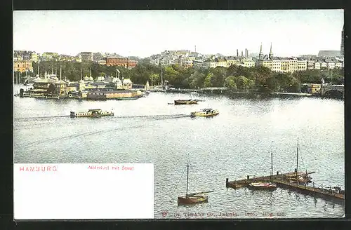 AK Hamburg-St.Georg, Teilansicht und Alsterlust mit Booten