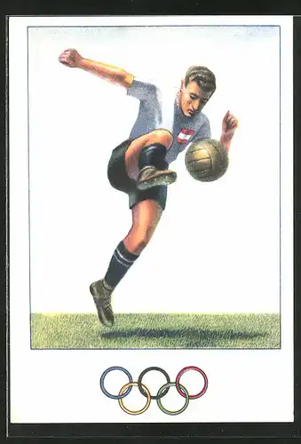 AK Olympia, Fussballer mit Fussball auf dem Rasen