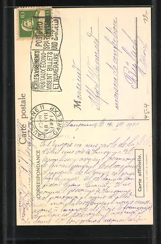 Künstler-AK Lausanne, 1er Concours Romands de Gymnastique 1921, Sieger