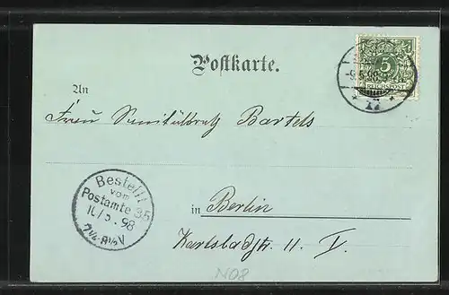 Mondschein-AK Hamburg-Uhlenhorst, Partie an der Alster mit Boot