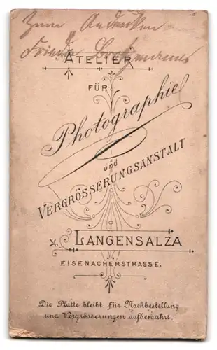 Fotografie Photo. Atelier, Langensalza, Eisenacherstrasse, hübsches Fräulein im Portrait