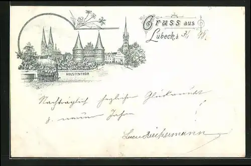 Lithographie Lübeck, Holstenthor