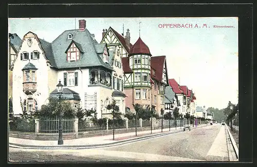 AK Offenbach / Main, Körnerstrasse mit Gebäudezeile