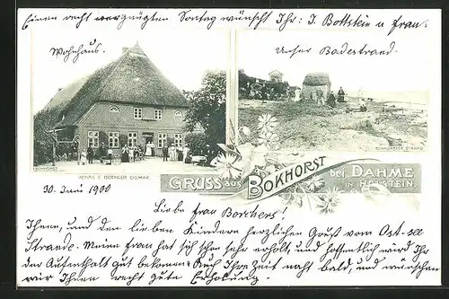 AK Bokhorst bei Dahme in Holstein, Gasthaus mit Passanten, Bokhorster Strand