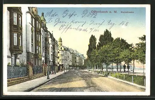 AK Offenbach a. M., Mainstrasse mit Passanten