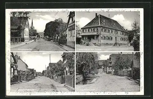 AK Legelshurst, Gasthaus zur Sonne, Hauptstrasse, Bahnhofstrasse
