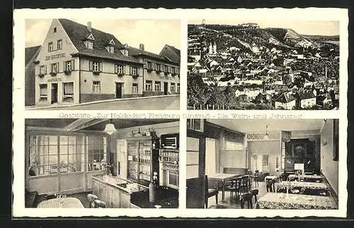 AK Freyburg /Unstrut, Gasthaus zur Haldecke von Kurt Seidel, Ortsansicht