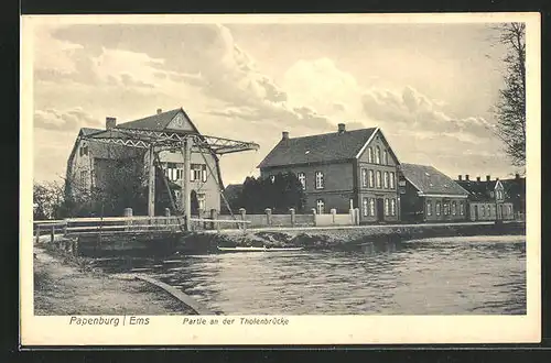 AK Papenburg /Ems, Häuser an der Tholenbrücke