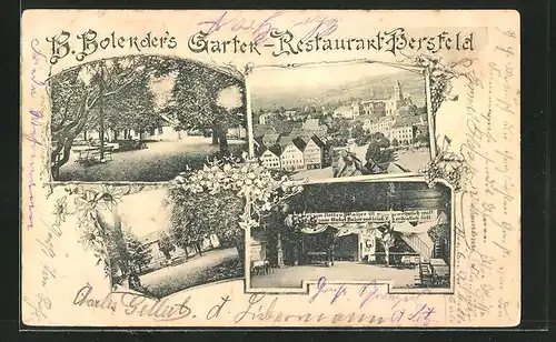 AK Hersfeld, B. Bolender`s Garten-Restaurant, Innenansicht, Garten