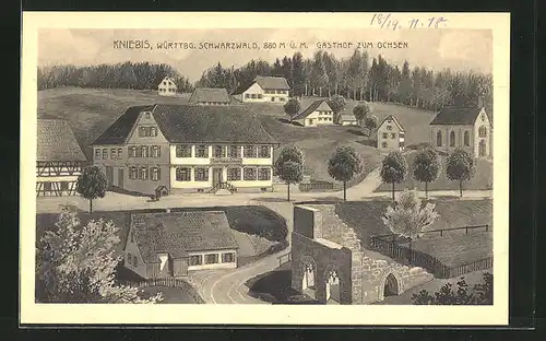 Künstler-AK Kniebis, Gasthof zum Ochsen