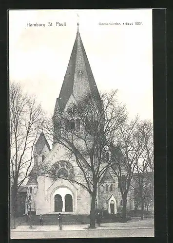 AK Hamburg-St. Pauli, Gnadenkirche, erbaut 1907