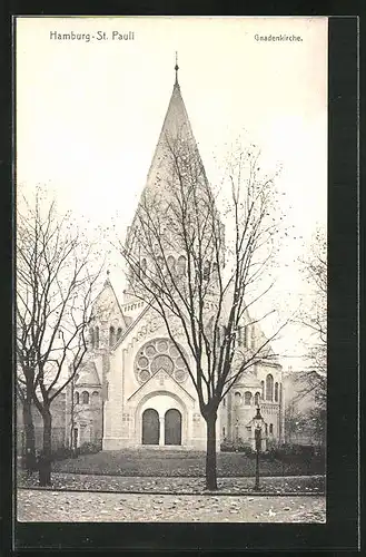 AK Hamburg-St. Pauli, Gnadenkirche an einem trüben Herbsttag