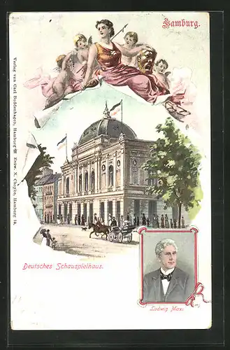 Künstler-AK Hamburg-St.Georg, Ludwig Max, Deutsches Schauspielhaus