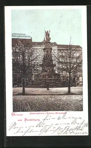 AK Hamburg-St.Georg, Hansaplatz mit Hansabrunnen