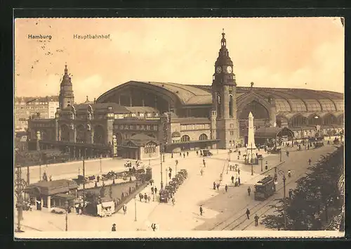 AK Hamburg-St.Georg, Strassenpartie beim Hauptbahnhof