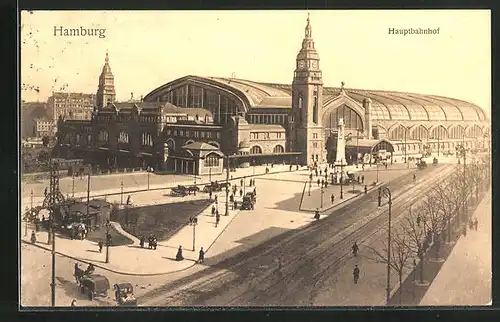 AK Hamburg-St.Georg, Partie am Hauptbahnhof mit Passanten