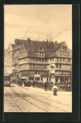 AK Hamburg-Neustadt, Roosenbrücke mit Strassenbahn