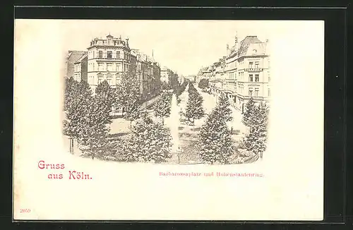 AK Köln-Neustadt, Barbarossaplatz und Hohenstaufenring mit Zigarrengeschäft