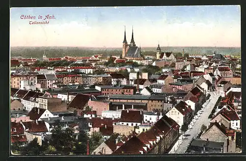 AK Cöthen in Anh., Teilansicht mit Kirche