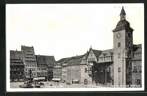 AK Freiberg i. S., Marktplatz mit Rathaus