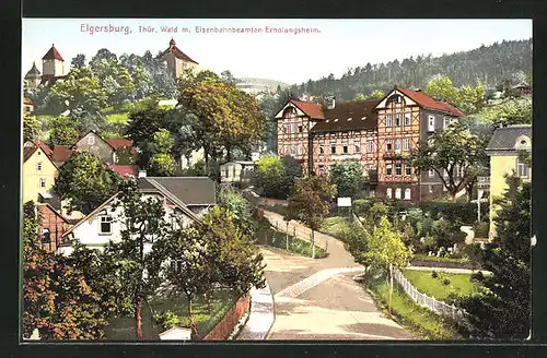 AK Elgersburg, Ortsansicht mit Eisenbahnbeamten-Erholungsheim