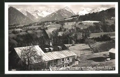 AK Oberstdorf, Gasthaus Sesselalm mit Bergpanorama