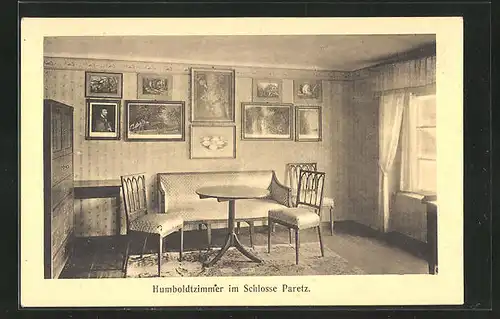 AK Paretz, Ansicht des Humboldtzimmers im Schloss