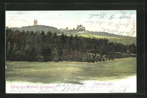 AK Petersberg, Wehde`s Gasthaus mit Landschaft