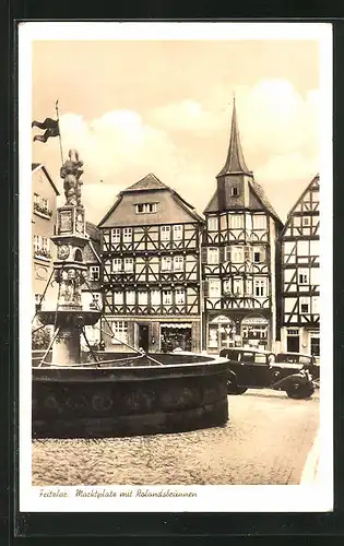 AK Fritzlar, Marktplatz mit Rolandsbrunnen