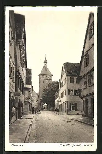 AK Marbach, Marktstrasse mit Torturm