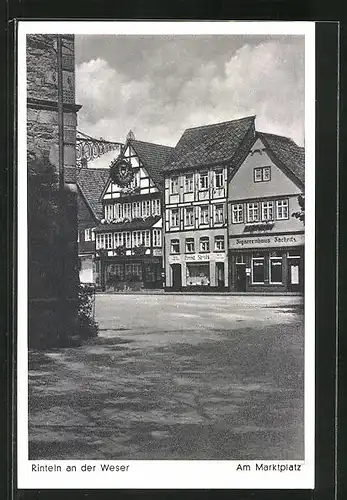AK Rinteln a. Weser, Marktplatz mit Zigarrenhaus Tachritz