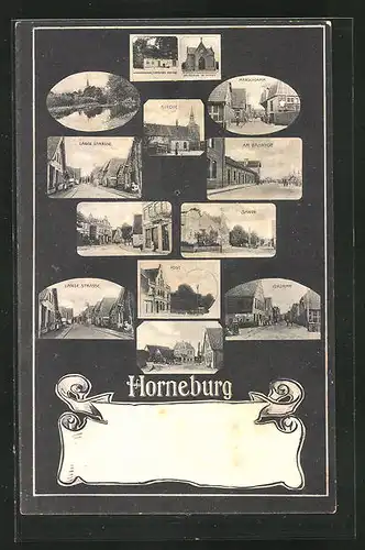 AK Horneburg, Lange Strasse, Bahnhof, Post, Vordamm, Am Sande