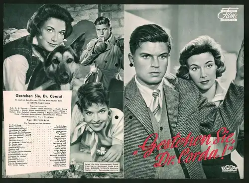 Filmprogramm DNF, Gestehen Sie, Dr. Corda!, Hardy Krüger, Elsbeth Müller, Regie: Josef von Baky