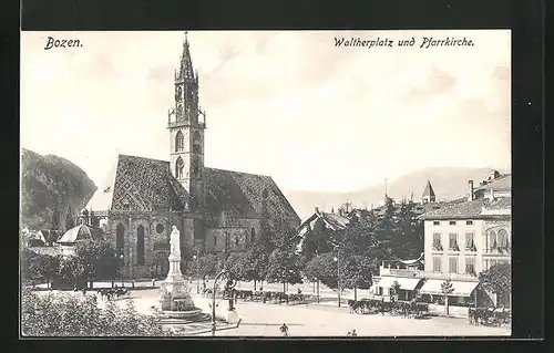AK Bozen, Waltherplatz und Pfarrkirche