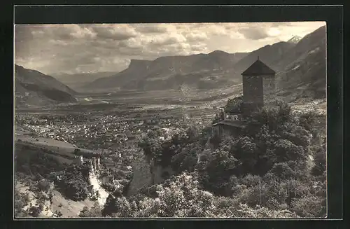 AK Meran, Panorama aus der Vogelschau