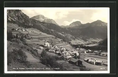 AK Campitello di Fassa, Gesamtansicht aus der Vogelschau