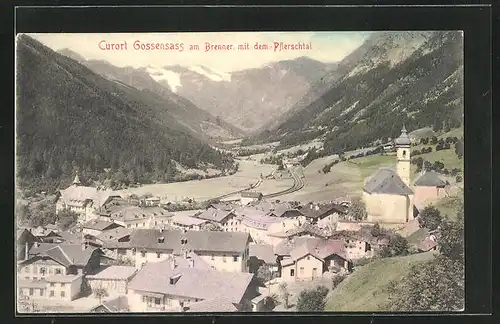 AK Gossensass am Brenner, Ortsansicht mit dem Pflerschtal