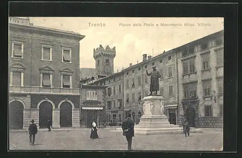 AK Trento, Piazza della Posta e Monumento Alless. Vittoria