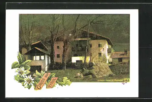 Künstler-AK St. Leonhard, Hofers Haus in Passeier