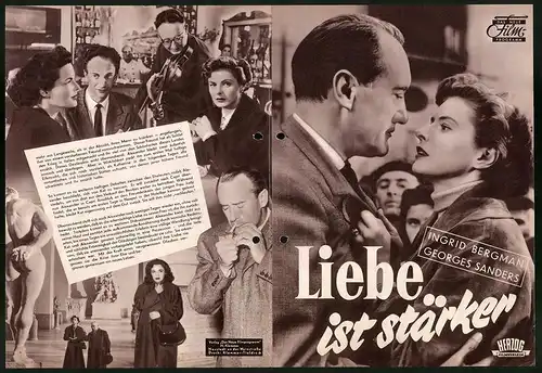 Filmprogramm DNF, Liebe ist stärker, Ingrid Bergman, Georges Sanders, Regie: Roberto Rossellini