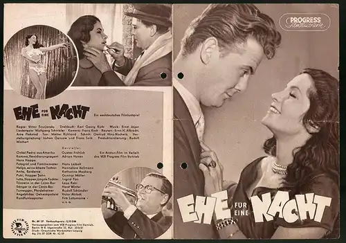 Filmprogramm PFI Nr. 44 /57, Ehe für eine Nacht, Gustav Fröhlich, Adrian Hoven, Regie: Victor Tourjansky