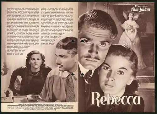 Filmprogramm IFB Nr. 1351, Rebecca, Laurence Olivier, Joan Fontaine, Regie: Alfred Hitchcock