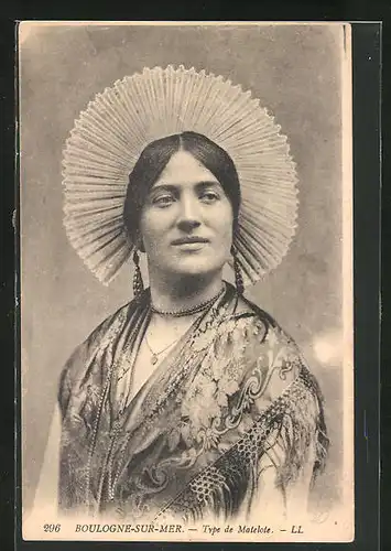 AK Picardie, Type de Matelote, Boulogne-sur-Mer, Frau im Trachtenkleid